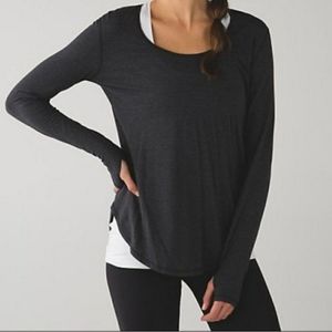 Lululemon Split Back Heathered Black Long Sleeve